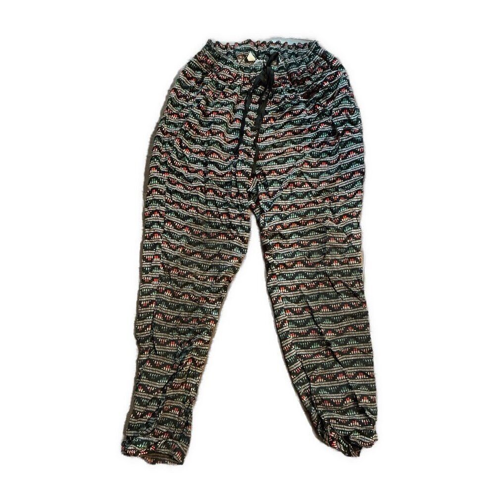 old navy drawstring pants Black Green Red Viscose Casual Pants Xl